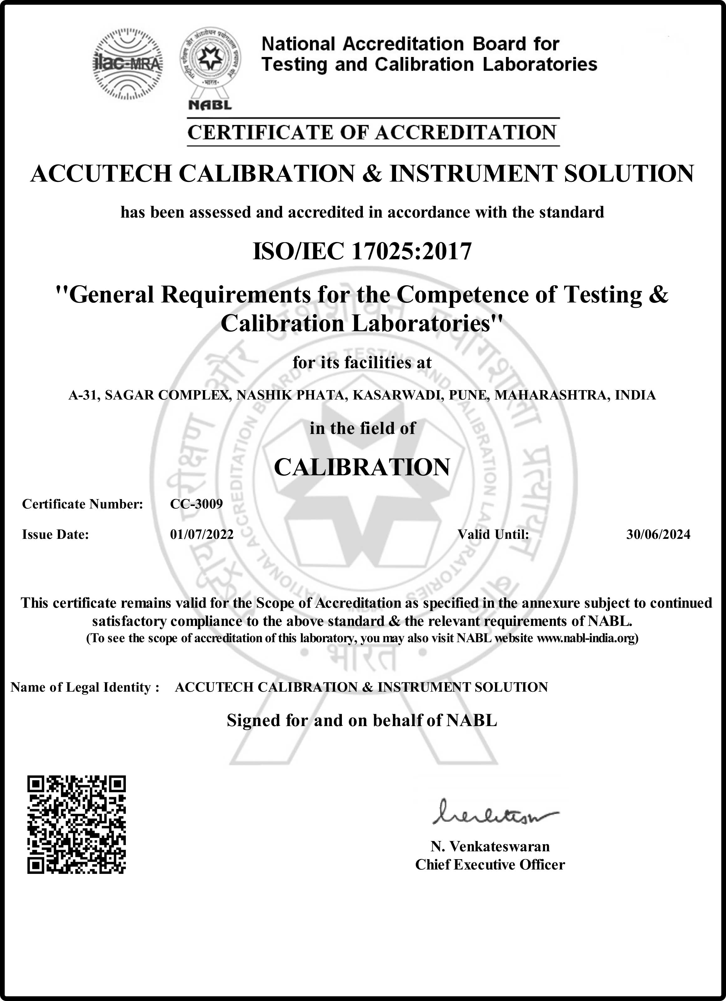 Certificate Of Accreditation Accutech Calibration & Instrument